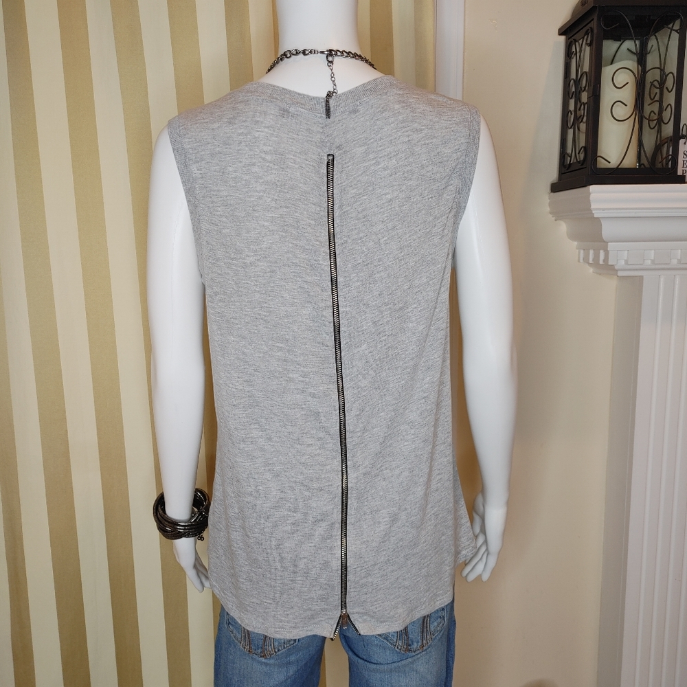 FEEL THE PIECE BY TERRE JACOBS TANK WITH ZIPPER DETAIL, GRAY M - Picture 4 of 8